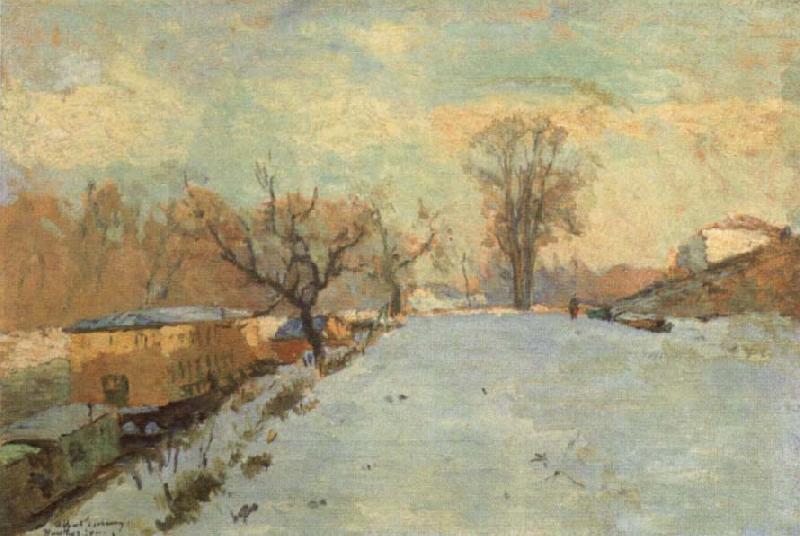 Albert Lebourg Road on the Banks of the Seine at Neuilly in Winter China oil painting art